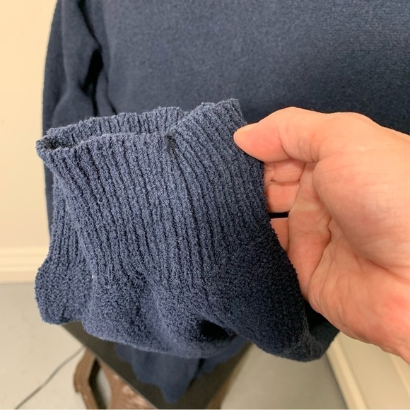 Frank & Oak Knit Pullover Sweater Men XL Navy Blue Textured Crew Neck Minimalist - Picture 3 of 13